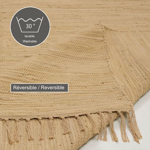 Tapis Réversible En Coton Happy Cotton 90x160 Cm - Crème