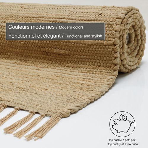 Tapis Réversible En Coton Happy Cotton 120x180 Cm - Crème