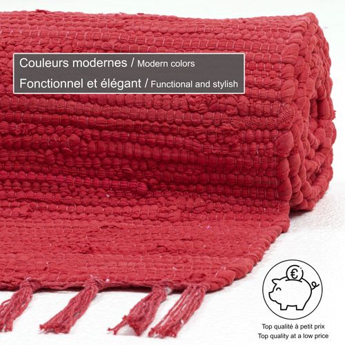 Tapis Réversible En Coton Happy Cotton 60x120 Cm - Rouge