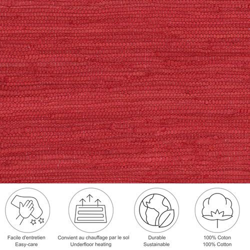 Tapis Réversible En Coton Happy Cotton 120x180 Cm - Rouge