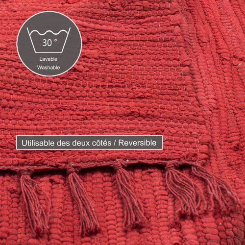 Tapis Réversible En Coton Happy Cotton 40x60 Cm - Rouge