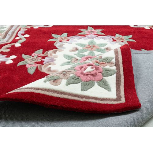 Tapis Tufté Main Avec Bordure En Design Aubusson - Ming 60x90 Cm - Rouge