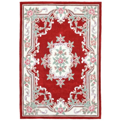 Tapis Tufté Main Avec Bordure En Design Aubusson - Ming 70x140 Cm - Rouge
