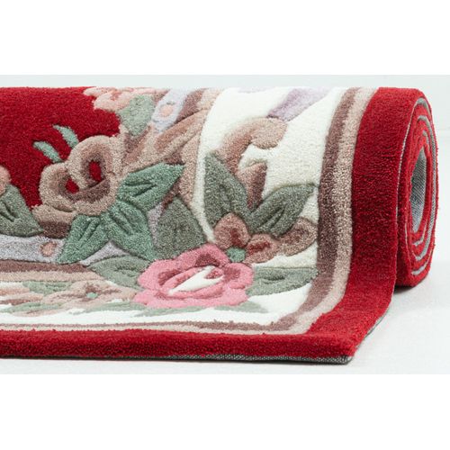 Tapis Tufté Main Avec Bordure En Design Aubusson - Ming 70x140 Cm - Rouge