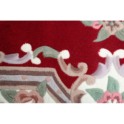 Tapis Tufté Main Avec Bordure En Design Aubusson - Ming 160x230 Cm - Rouge