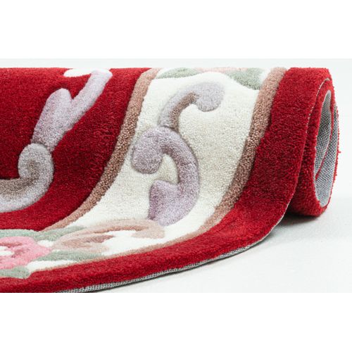 Tapis Tufté Main Avec Bordure En Design Aubusson - Ming 120x170 Cm - Rouge