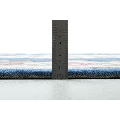 Tapis Tufté Main Avec Bordure En Design Aubusson - Ming 120x180 Cm - Bleu