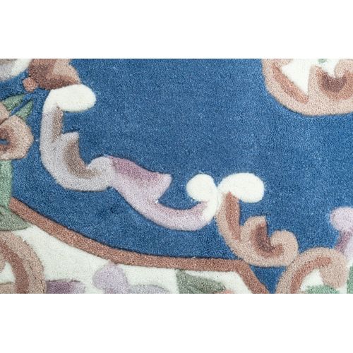 Tapis Tufté Main Avec Bordure En Design Aubusson - Ming 120x170 Cm - Bleu