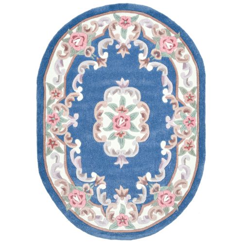 Tapis Tufté Main Avec Bordure En Design Aubusson - Ming 120x170 Cm - Bleu