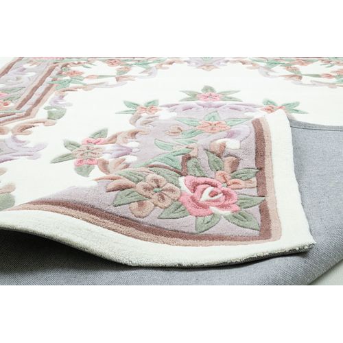 Tapis Tufté Main Avec Bordure En Design Aubusson - Ming 90x160 Cm - Beige