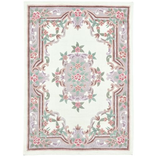 Tapis Tufté Main Avec Bordure En Design Aubusson - Ming 120x180 Cm - Beige