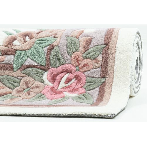 Tapis Tufté Main Avec Bordure En Design Aubusson - Ming 190x290 Cm - Beige