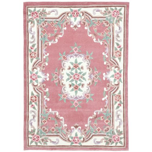 Tapis Tufté Main Avec Bordure En Design Aubusson - Ming 70x140 Cm - Rose