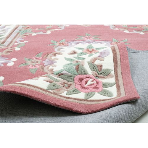 Tapis Tufté Main Avec Bordure En Design Aubusson - Ming 70x140 Cm - Rose