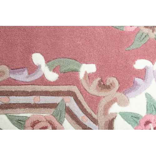 Tapis Tufté Main Avec Bordure En Design Aubusson - Ming 120x180 Cm - Rose