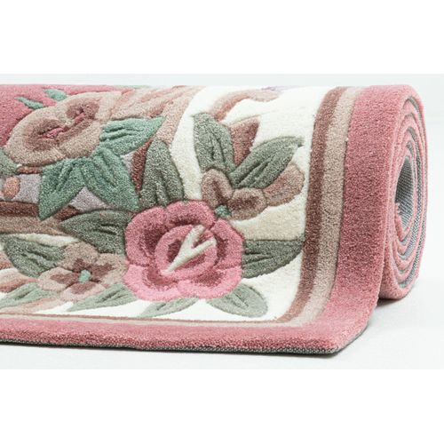 Tapis Tufté Main Avec Bordure En Design Aubusson - Ming 160x230 Cm - Rose