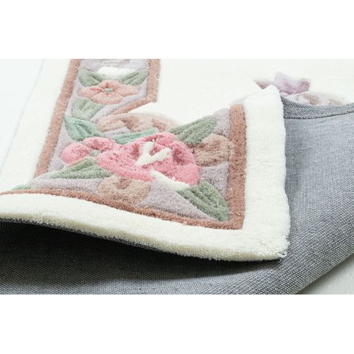 Tapis Tufté Main Avec Bordure En Design Aubusson - Ming 70x600 Cm - Beige