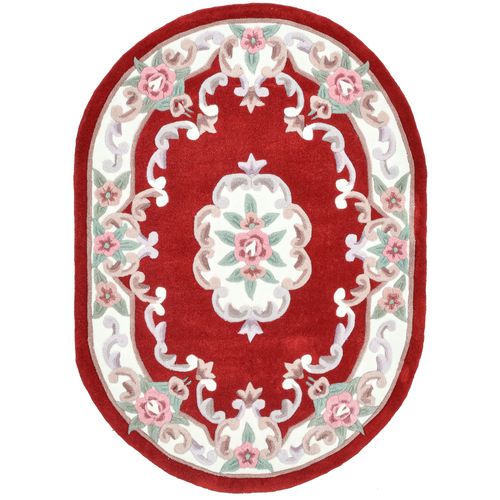 Tapis Tufté Main Avec Bordure En Design Aubusson - Ming 190x290 Cm - Rouge