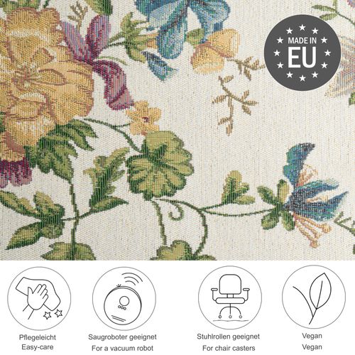 Tapis Floral Tissé Plat Flomi 120x170 Cm - Crème