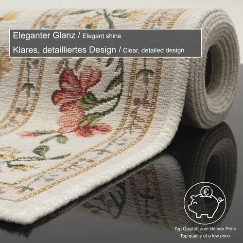 Tapis Floral Tissé Plat Flomi 240x330 Cm - Crème