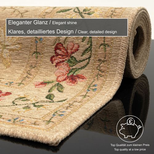 Tapis Floral Tissé Plat Flomi 120x170 Cm - Beige