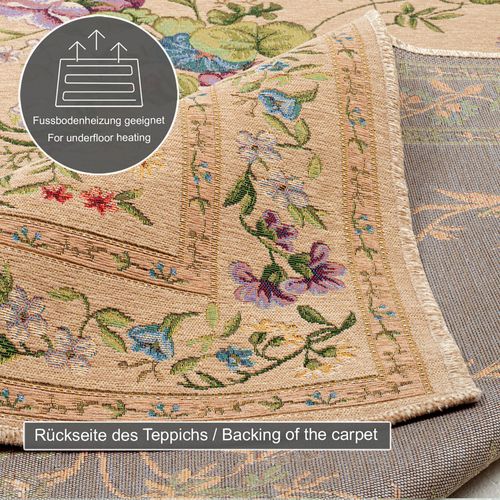 Tapis Floral Tissé Plat Flomi 160x230 Cm - Beige