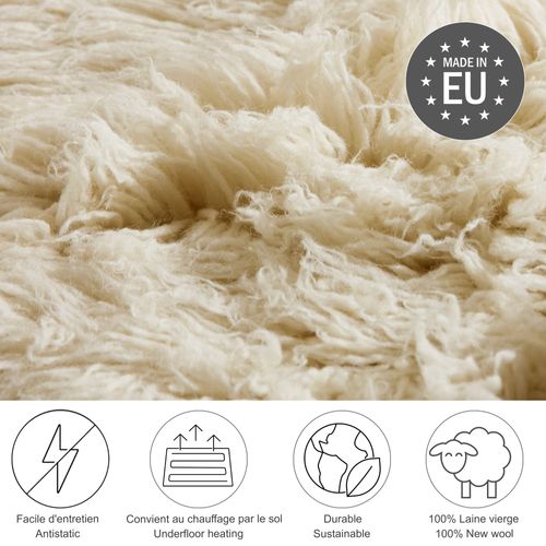 Tapis Flokati Grec Original Flokos 2450 Diam 200 Cm - Crème