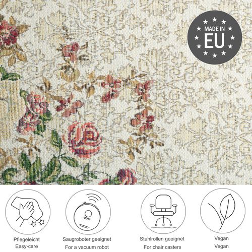 Tapis Floral Tissé Plat Flomi 70x120 Cm - Beige