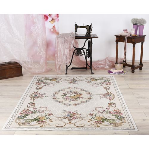 Tapis Floral Tissé Plat Flomi 160x230 Cm - Beige