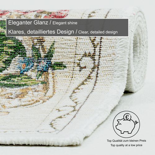 Tapis Floral Tissé Plat Flomi 160x230 Cm - Beige