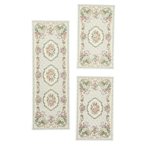 Tapis Floral Tissé Plat Flomi 70x440 Cm - Beige