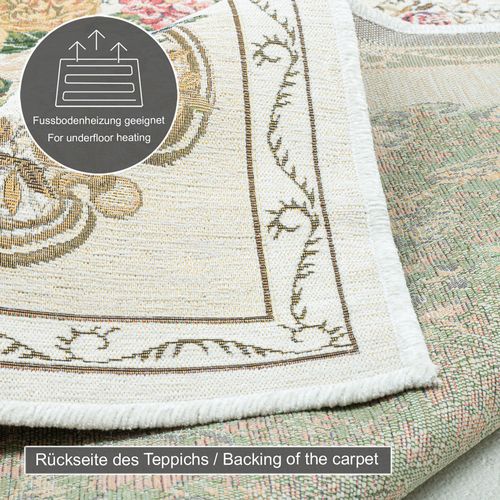 Tapis Floral Tissé Plat Flomi 70x440 Cm - Beige