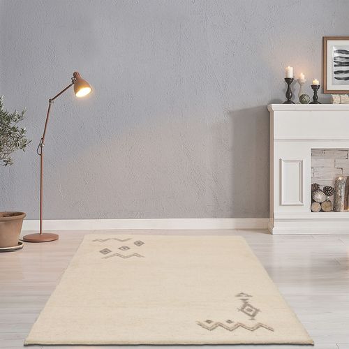 Tapis Berbère Original En Laine Hadj 200x300 Cm - Blanc