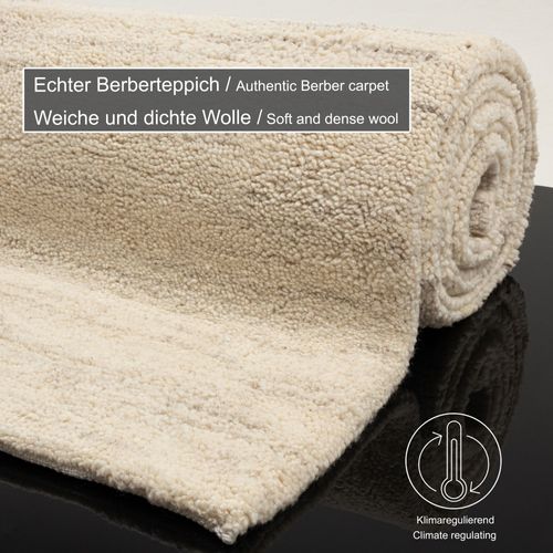 Tapis Berbère Original En Laine Hadj 90x160 Cm - Beige