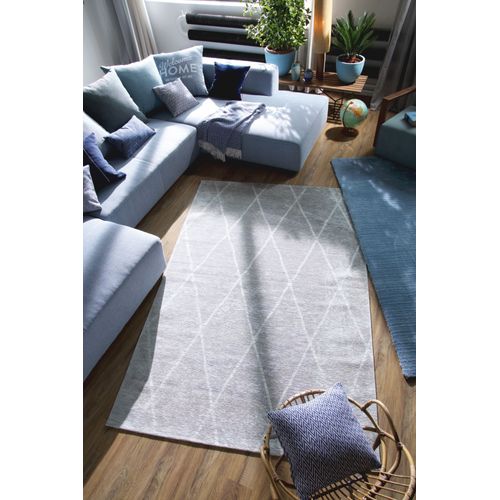 Tapis Graphique Et Brillant Fine Lines 68x130 Cm - Argenté