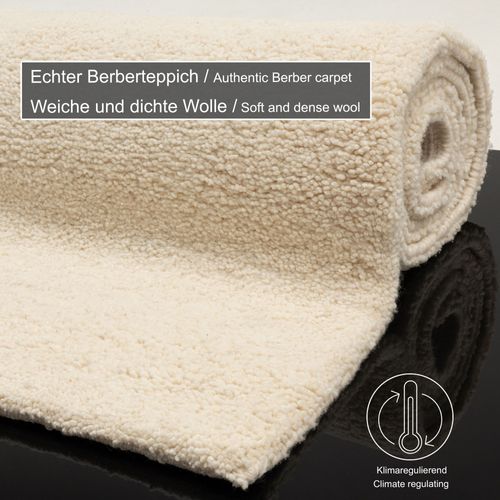 Tapis Berbère Original En Laine Hadj 200x300 Cm - Blanc