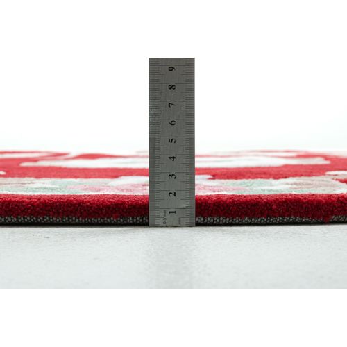 Tapis Tufté Main Avec Bordure En Design Aubusson - Ming 190x190 Cm - Rouge