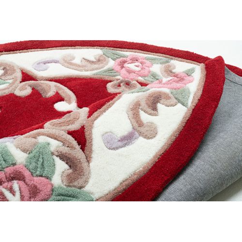 Tapis Tufté Main Avec Bordure En Design Aubusson - Ming 190x190 Cm - Rouge