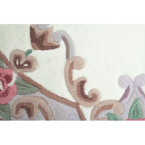 Tapis Tufté Main Avec Bordure En Design Aubusson - Ming 150x150 Cm - Beige