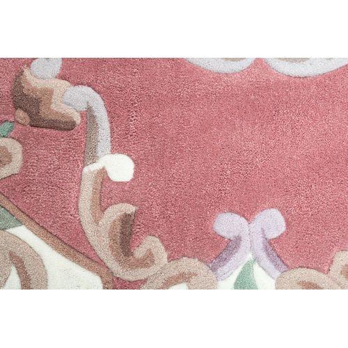 Tapis Tufté Main Avec Bordure En Design Aubusson - Ming 190x190 Cm - Rose