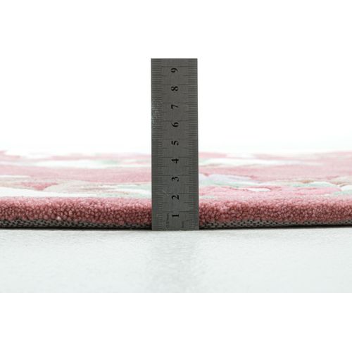 Tapis Tufté Main Avec Bordure En Design Aubusson - Ming 190x190 Cm - Rose