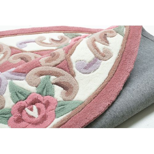 Tapis Tufté Main Avec Bordure En Design Aubusson - Ming 190x190 Cm - Rose