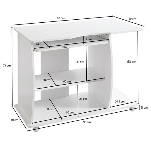 Table De Bureau 90x71x50 cm Blanc Table PC Table D'ordinateur