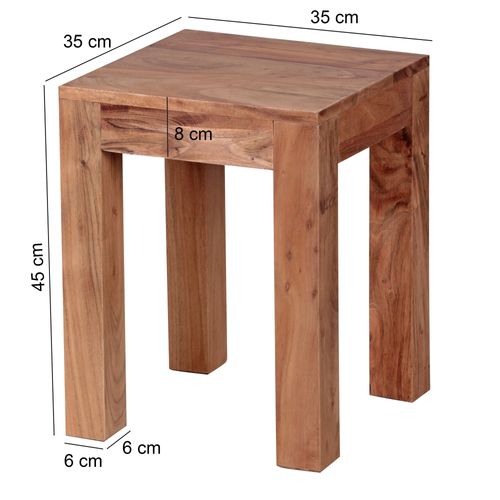 Table D'appoint Bois Massif 35x45x35cm Bout De Canapé Table De Salon