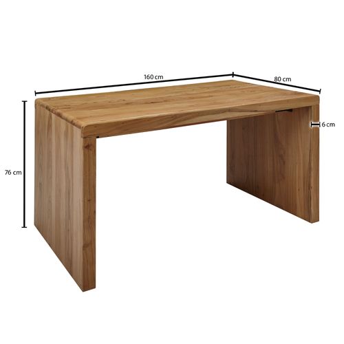 Bureau 160 Cm Table D’ordinateur Bois Massif D'acacia Table De Travail