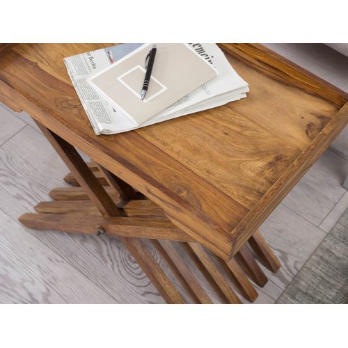 Table D'appoint Bois Massif 60x57x40 Cm Bout De Canapé Table De Salon