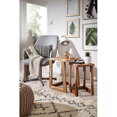 Tables Gigogne Bois Massif Table D'appoint Lot De 2 Table Basse Ensemble Sheesham