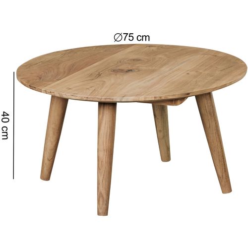 Table Basse Bois Massif 75x40x75 Cm Table D'appoint Table De Salon Rond