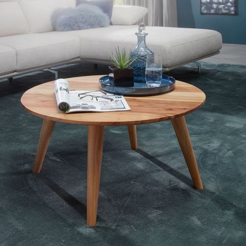 Table Basse Bois Massif 75x40x75 Cm Table D'appoint Table De Salon Rond