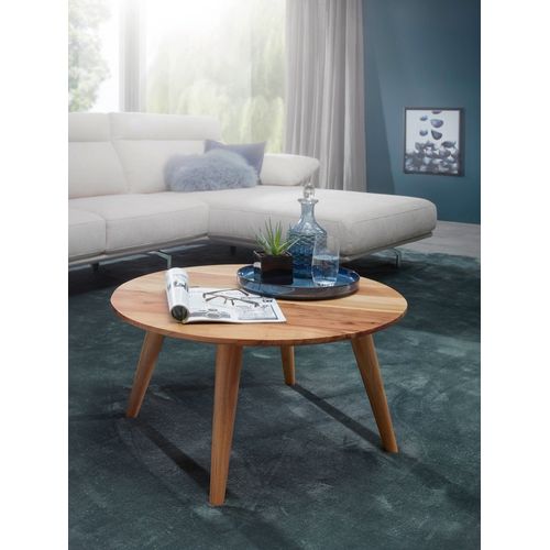Table Basse Bois Massif 75x40x75 Cm Table D'appoint Table De Salon Rond